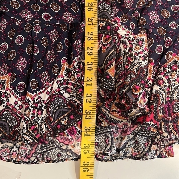 Nwt Umgee Wine Multiprint Surplice Long Sleeve Tiered Short Dress, Size M - Picture 9 of 12